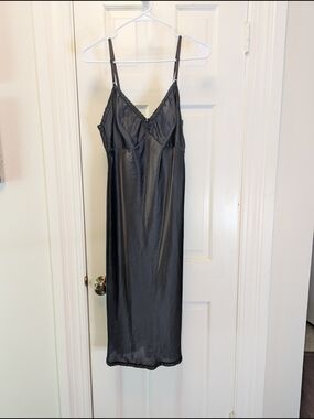 Classic Black Satin Slip Or Slip Dress - Women's Intimates